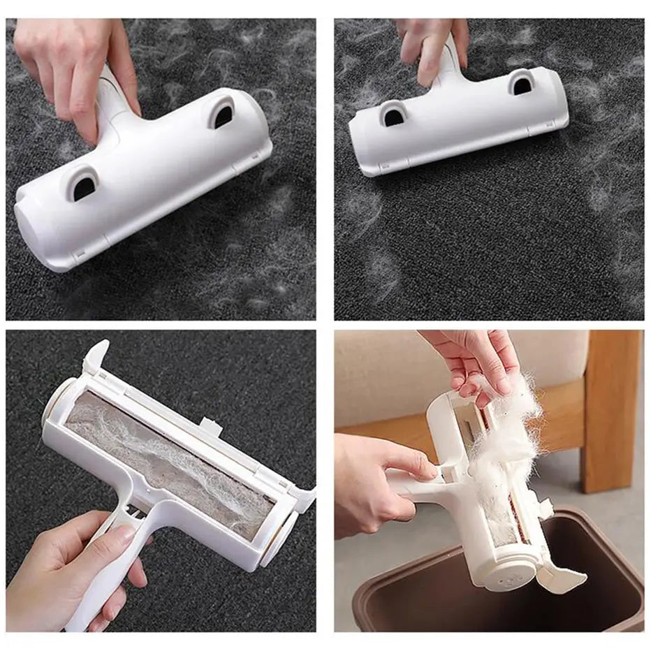 2-Way Pet Hair Remover Roller Lint Remove Brush Dog Cat Hair Clothes Carpet Cleaning Brush Fuzz Shaver null