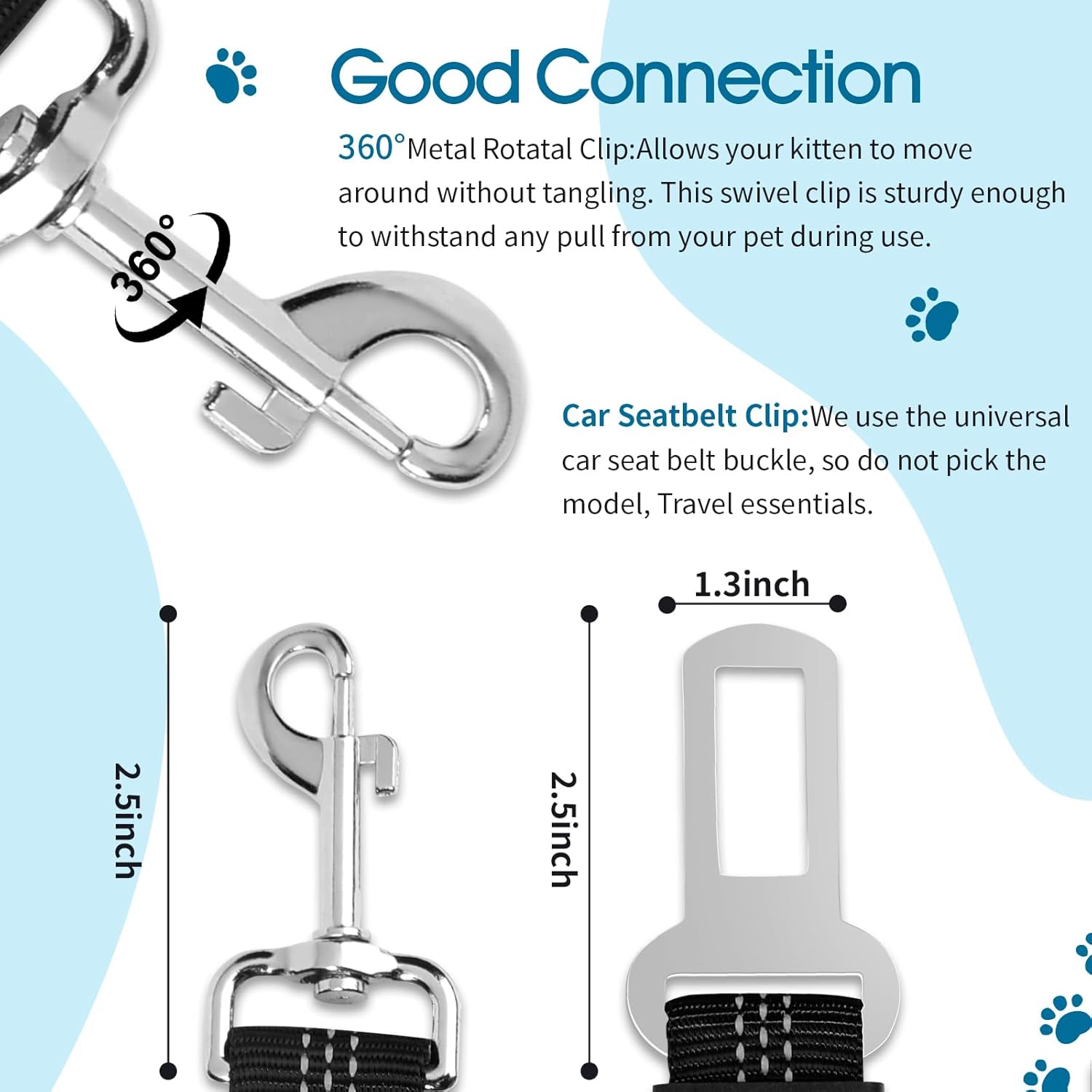 Dog Car Seat Belt Safety Leash For All Breeds & Vehicles