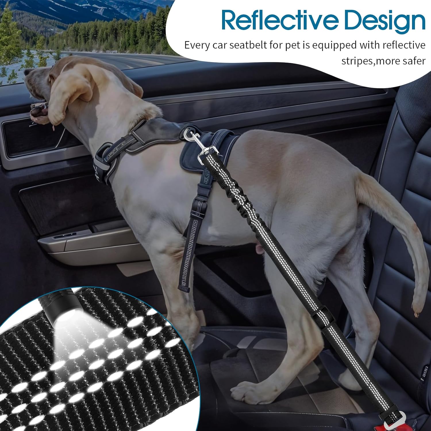 Dog Car Seat Belt Safety Leash For All Breeds & Vehicles