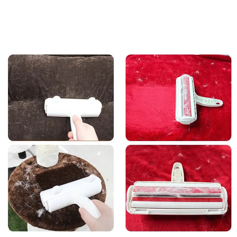 2-Way Pet Hair Remover Roller Lint Remove Brush Dog Cat Hair Clothes Carpet Cleaning Brush Fuzz Shaver null