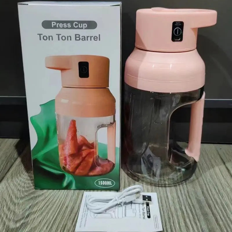 Portable Electric Juicer Large Capacity 1500ml Juice USB Rechargeable Electric Portable Blender Kitchen Gadgets null