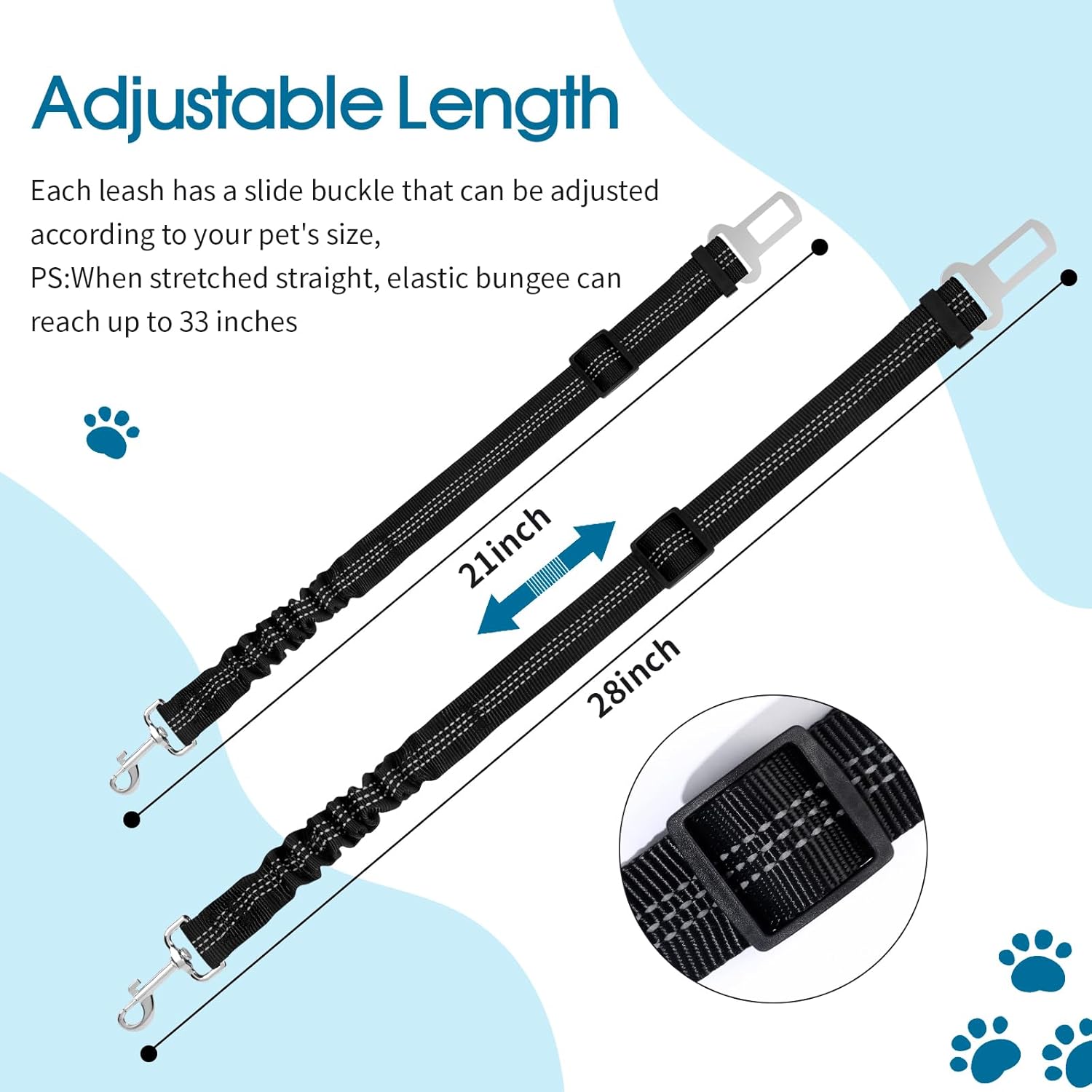 Dog Car Seat Belt Safety Leash For All Breeds &amp; Vehicles